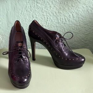 Enrico Gibellieri Platform Studded Stiletto High Heel Lace Up Shoes sz 40.5